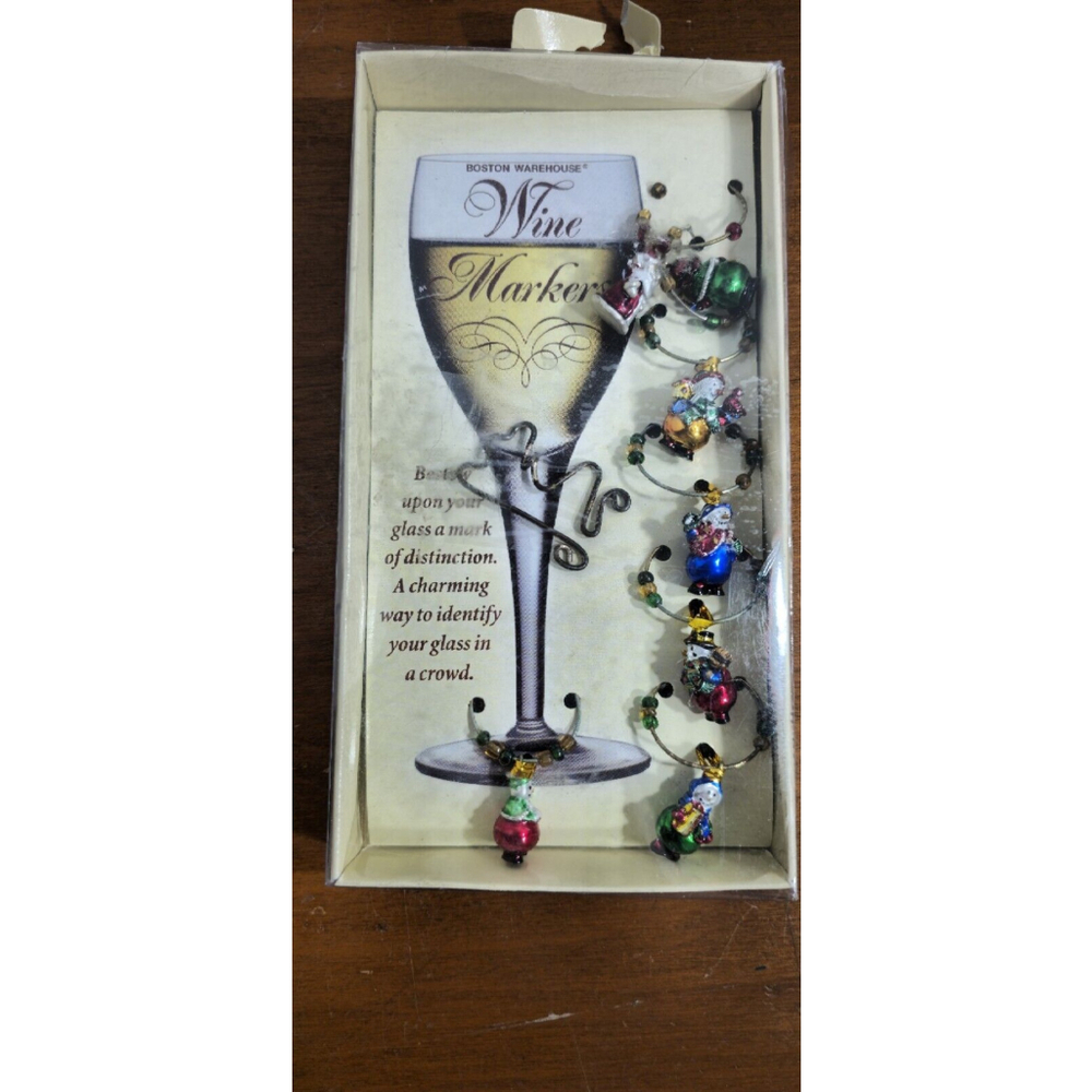 Vintage 2001 Boston Warehouse Heirloom Ornament Christmas Wine Markers
